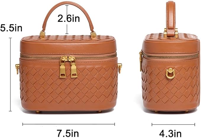 Rejolly Top-Handle Handbag for Women Woven Leather Vanity Case Designer Purse Quiet Luxury Trendy Crossbody Shoulder Bag