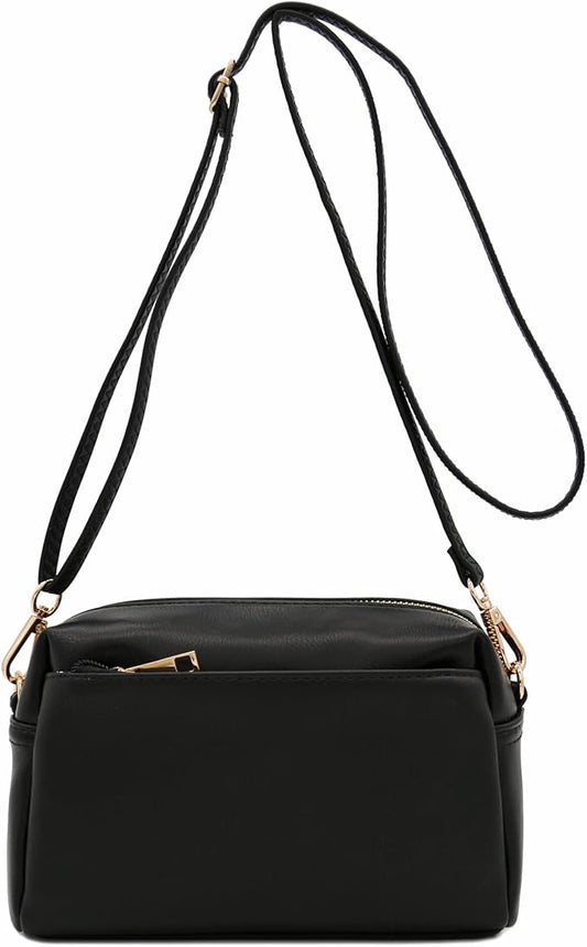 FashionPuzzle Triple Zip Small Crossbody Bag