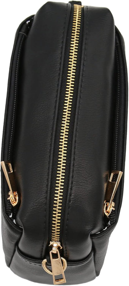 FashionPuzzle Triple Zip Small Crossbody Bag