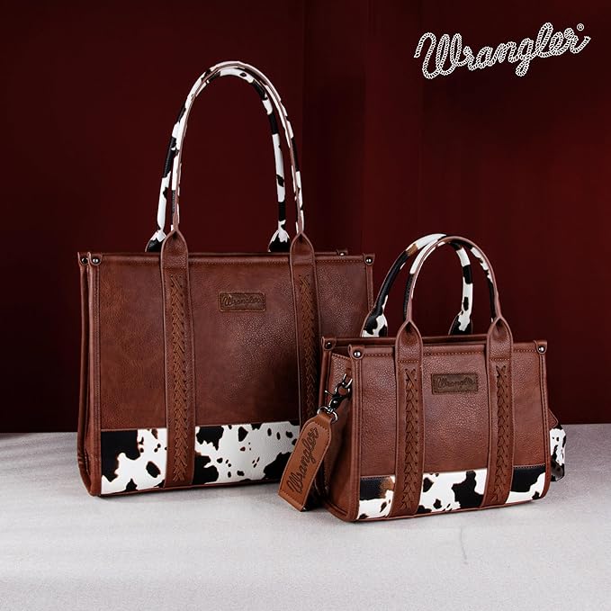 Montana West × Wrangler Tote Bag for Women Western Cow Print Purse Designer Top Handle Handbags