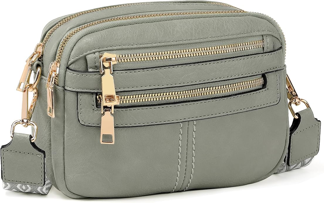 Crossbody Bags with 6 Pockets - Vegan Leather Shoulder Handbag for Travel & Shopping