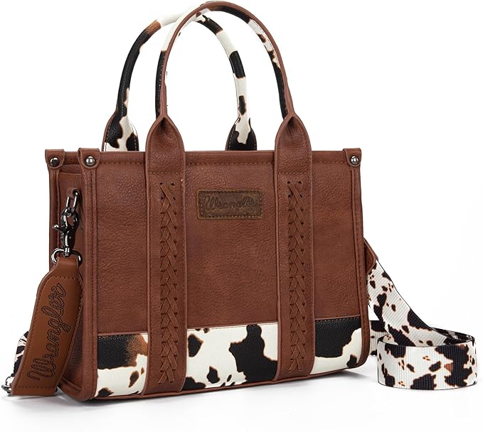 Montana West × Wrangler Tote Bag for Women Western Cow Print Purse Designer Top Handle Handbags