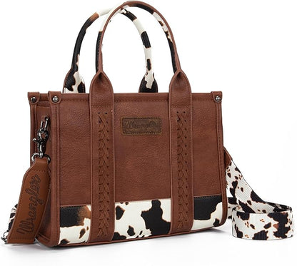 Montana West × Wrangler Tote Bag for Women Western Cow Print Purse Designer Top Handle Handbags