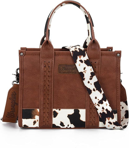 Montana West × Wrangler Tote Bag for Women Western Cow Print Purse Designer Top Handle Handbags