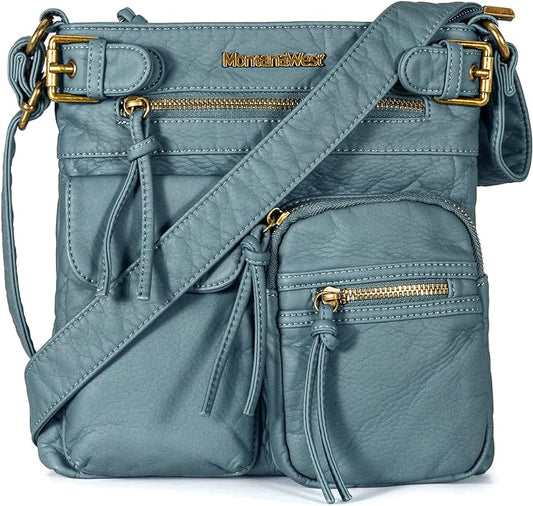 Montana West Crossbody Bag for Women Soft Washed Leather Multi Pocket crossbody handbags