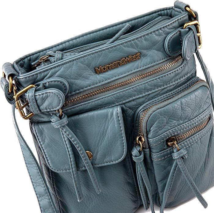 Montana West Crossbody Bag for Women Soft Washed Leather Multi Pocket crossbody handbags